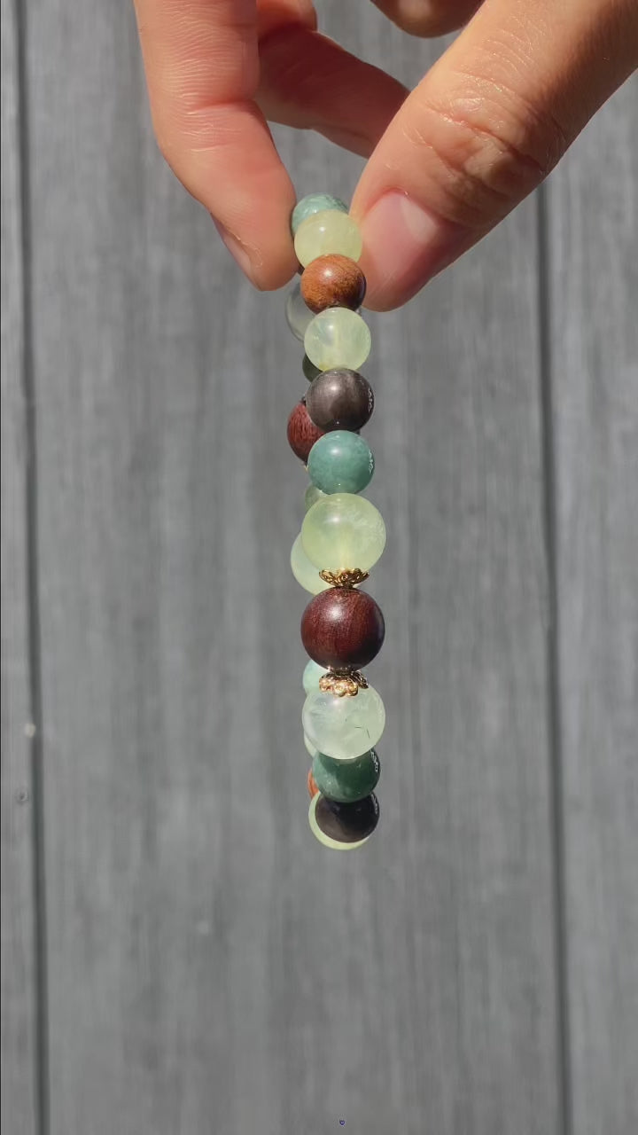 Pulsera de cristal de madera y energía de la montaña Wudang