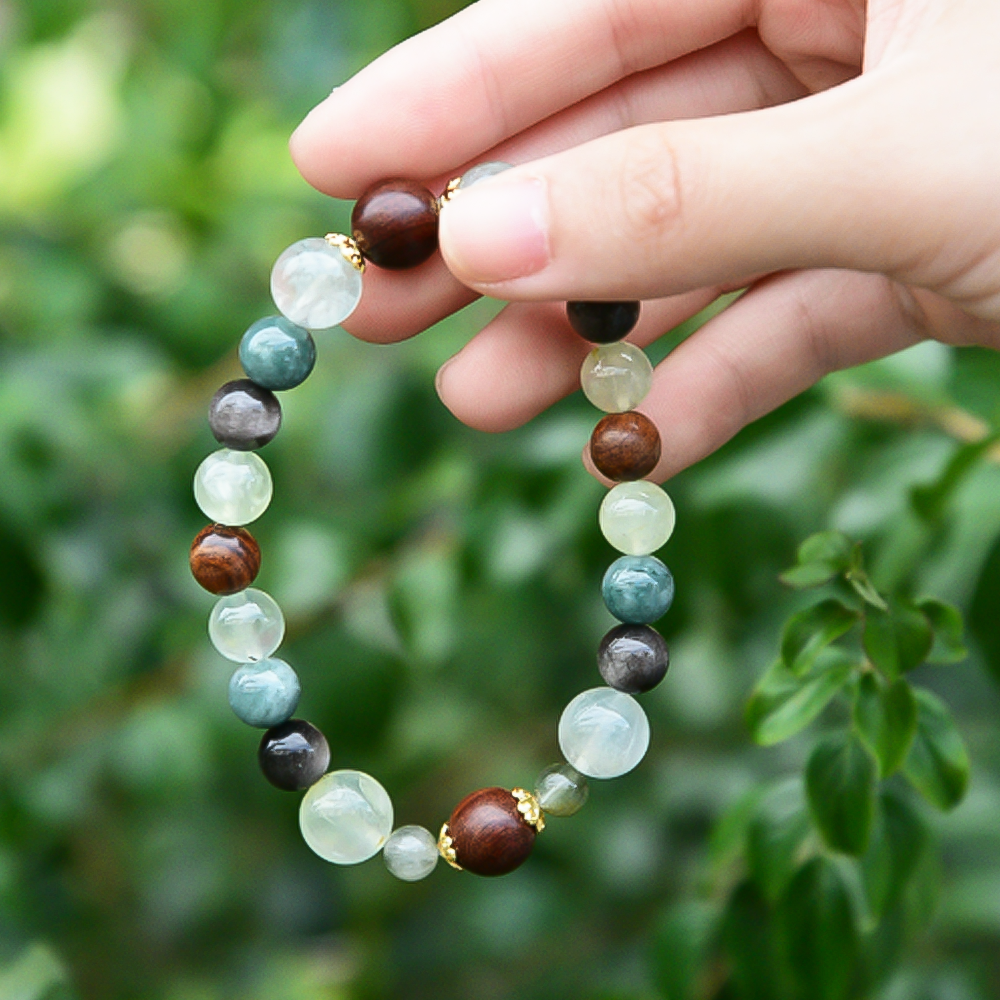 Pulsera de cristal de madera y energía de la montaña Wudang