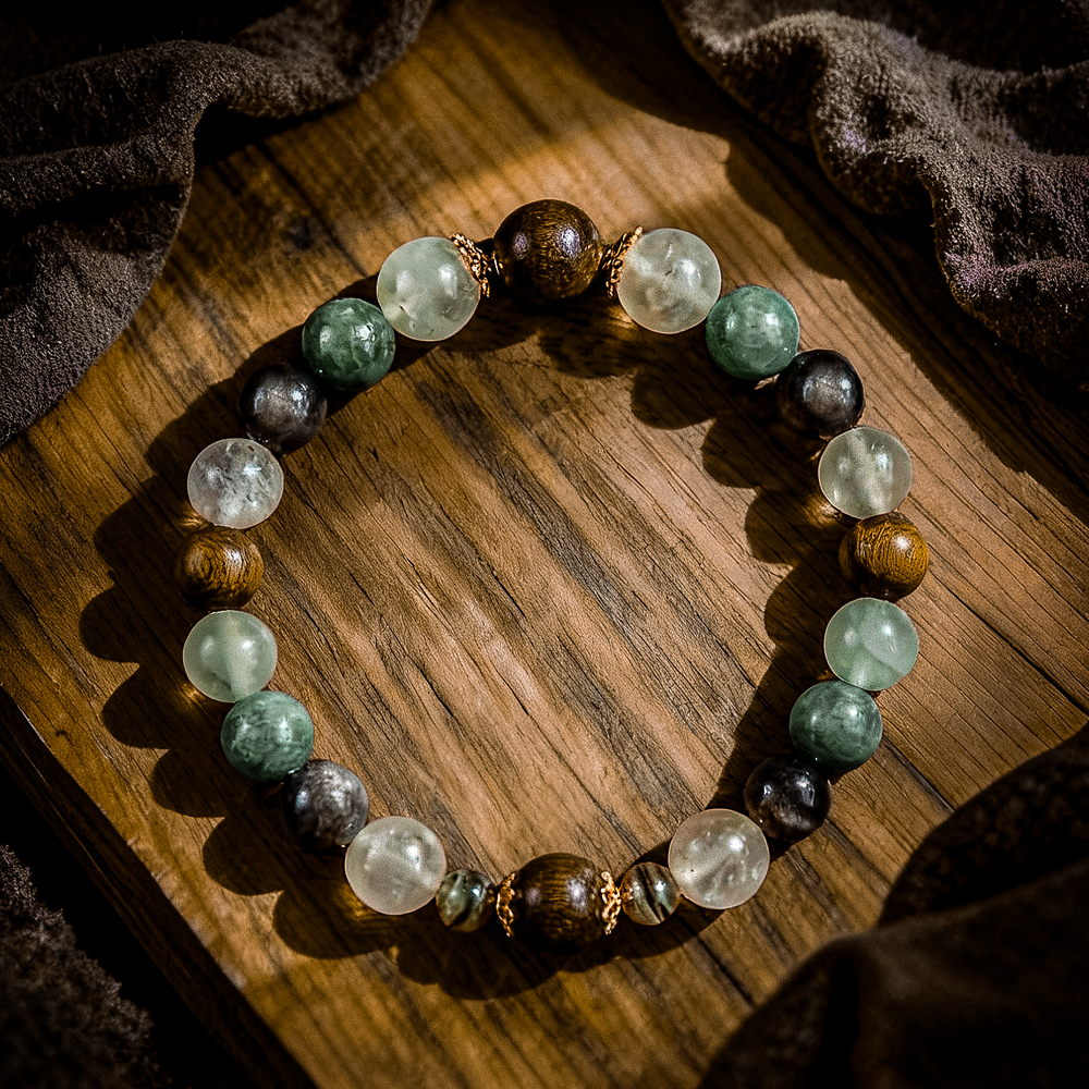 Pulsera de cristal de madera y energía de la montaña Wudang