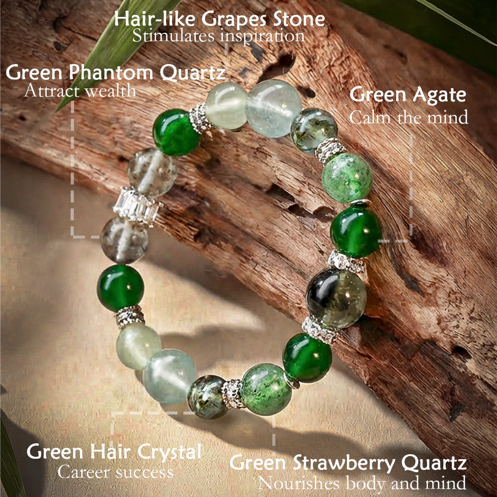 Pulsera de cristal con elementos de madera de diseño